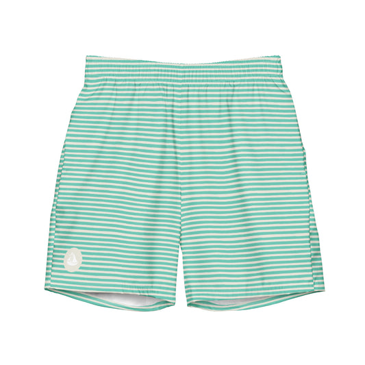 Green Striped Swim Trunks